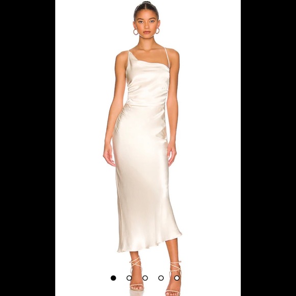 Shona Joy Dresses & Skirts - La Lune Asymmetrical Bias Cowl Midi Dress in Cream